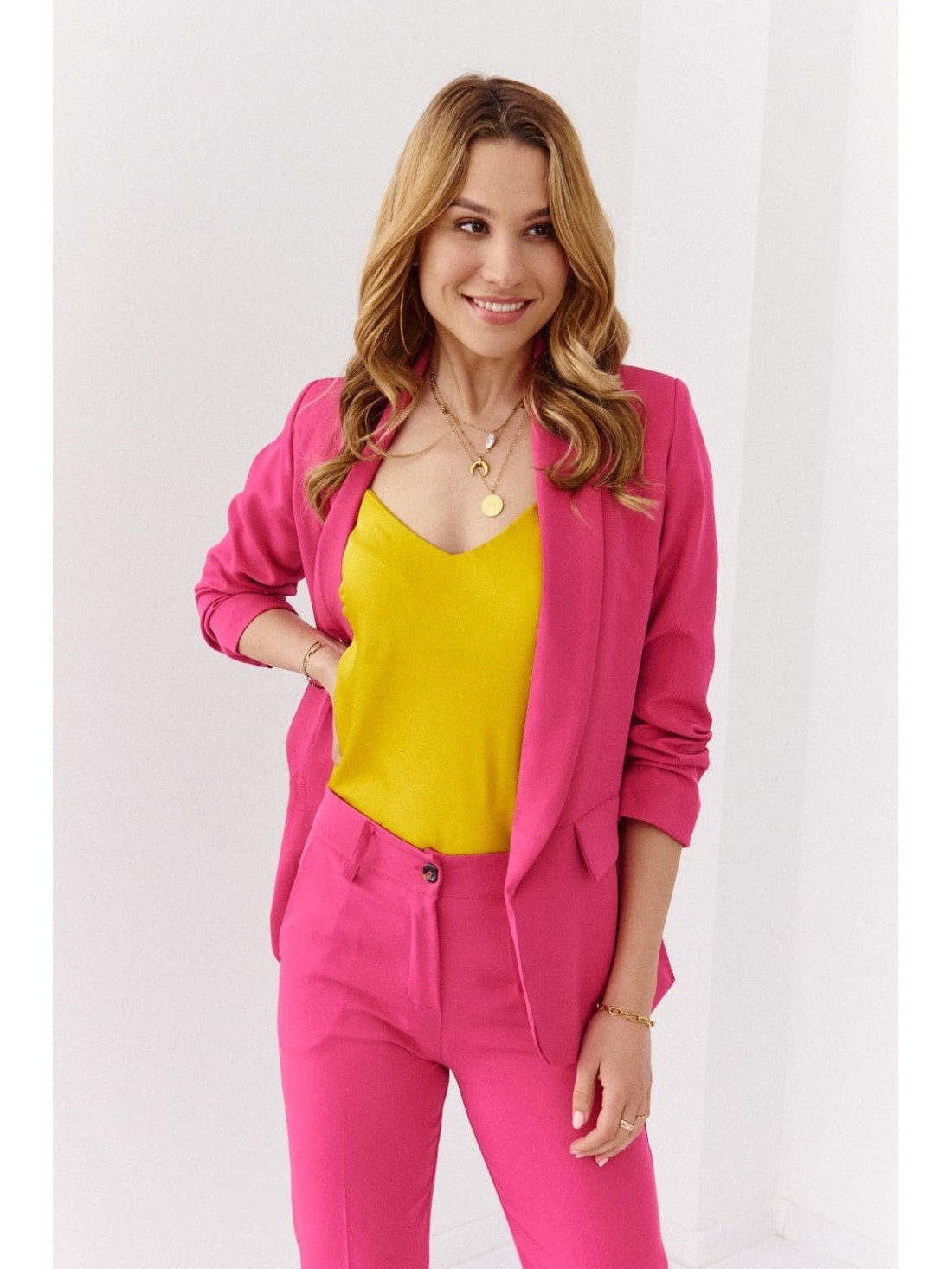 Costum casual dama cu pantaloni tigara, amarant 8760 - Magazin online - Boutique